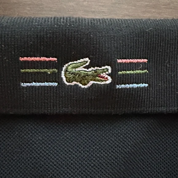 Lacoste Long Sleeve Polo Shirt Mens XL Size 7 Black Pique Classic Logo - Picture 2 of 10